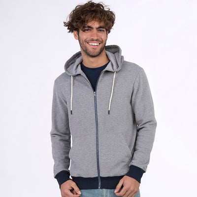 Contrast Zipped Recycled Cotton Hoodie