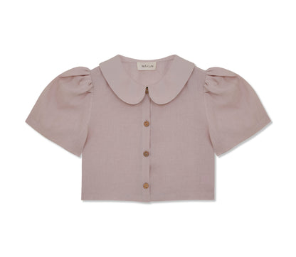 Má + Lin Frances Cropped Linen Blouse in Primrose