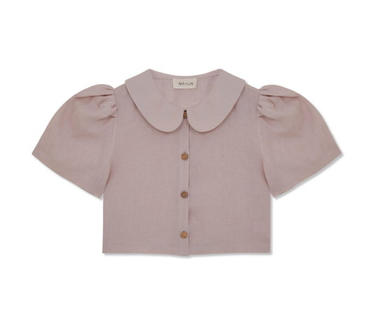 Má + Lin Frances Cropped Linen Blouse in Primrose