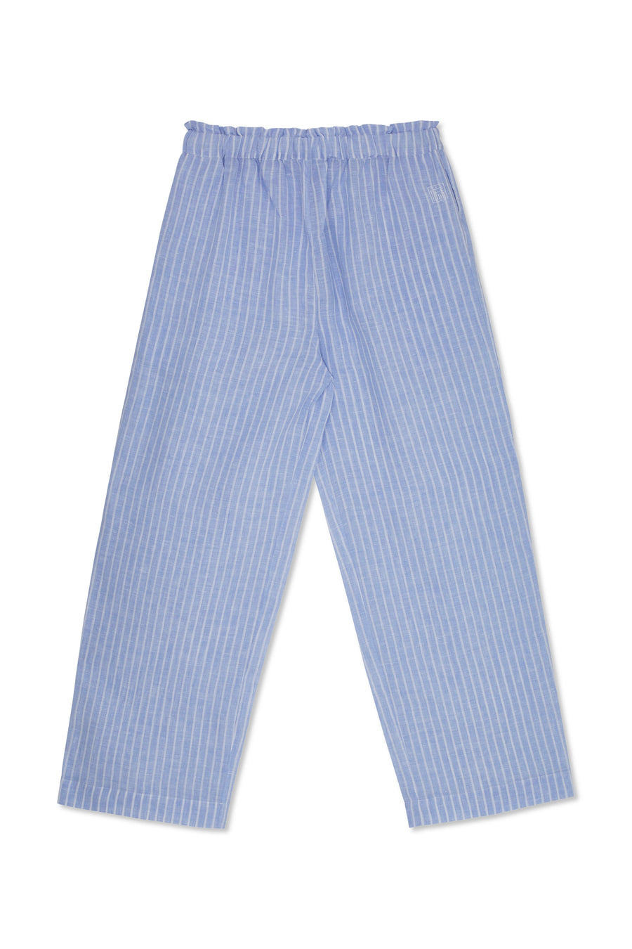 Má + Lin Maya Wide-Leg Linen Trousers in Baby Blue Stripe