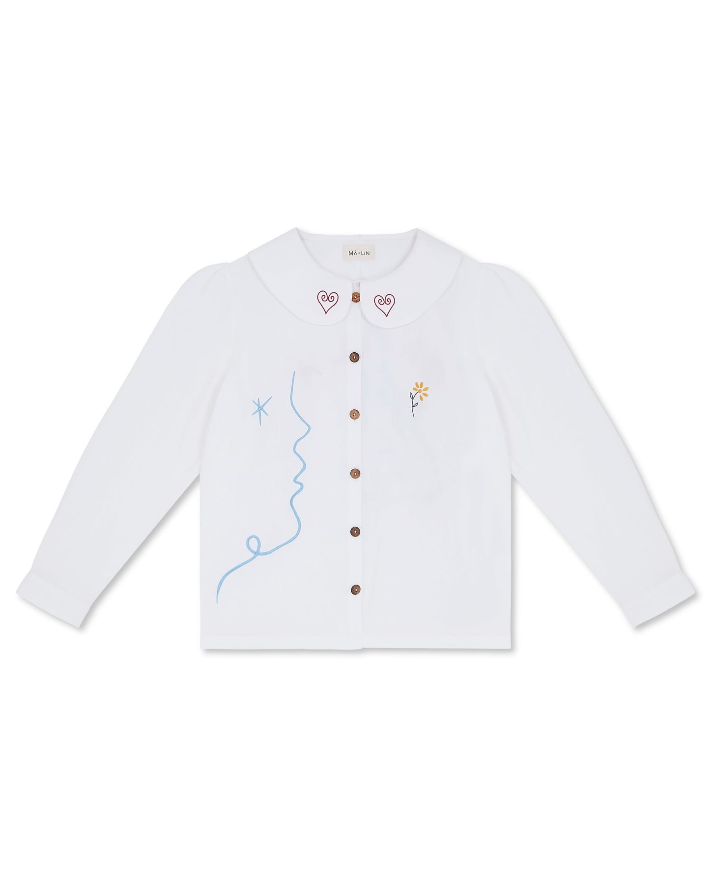 OLALA Embroidered Claudine Linen Blouse - White x Laetitia Rouget