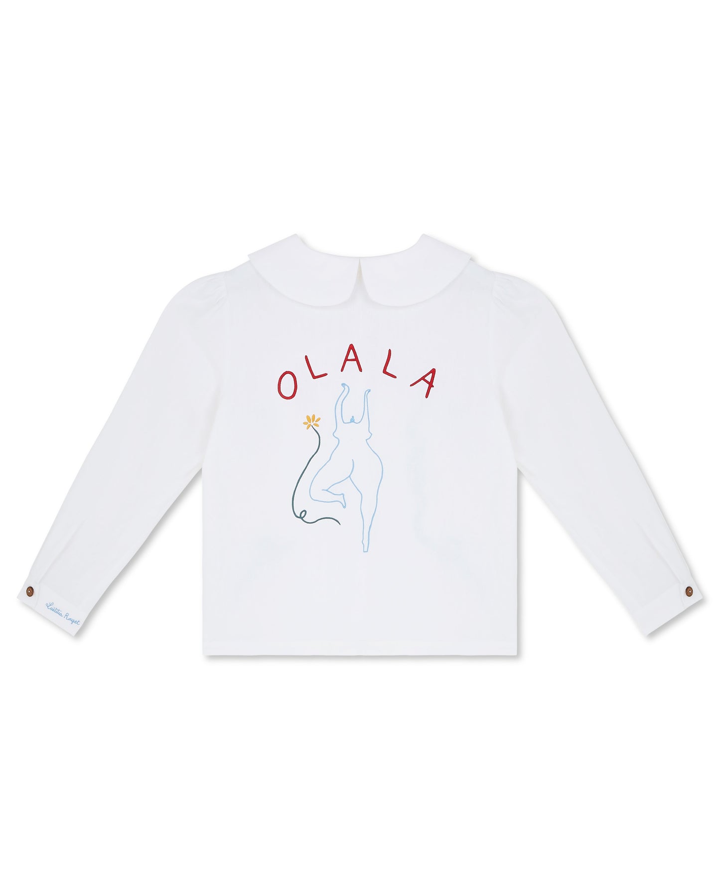 OLALA Embroidered Claudine Linen Blouse - White x Laetitia Rouget