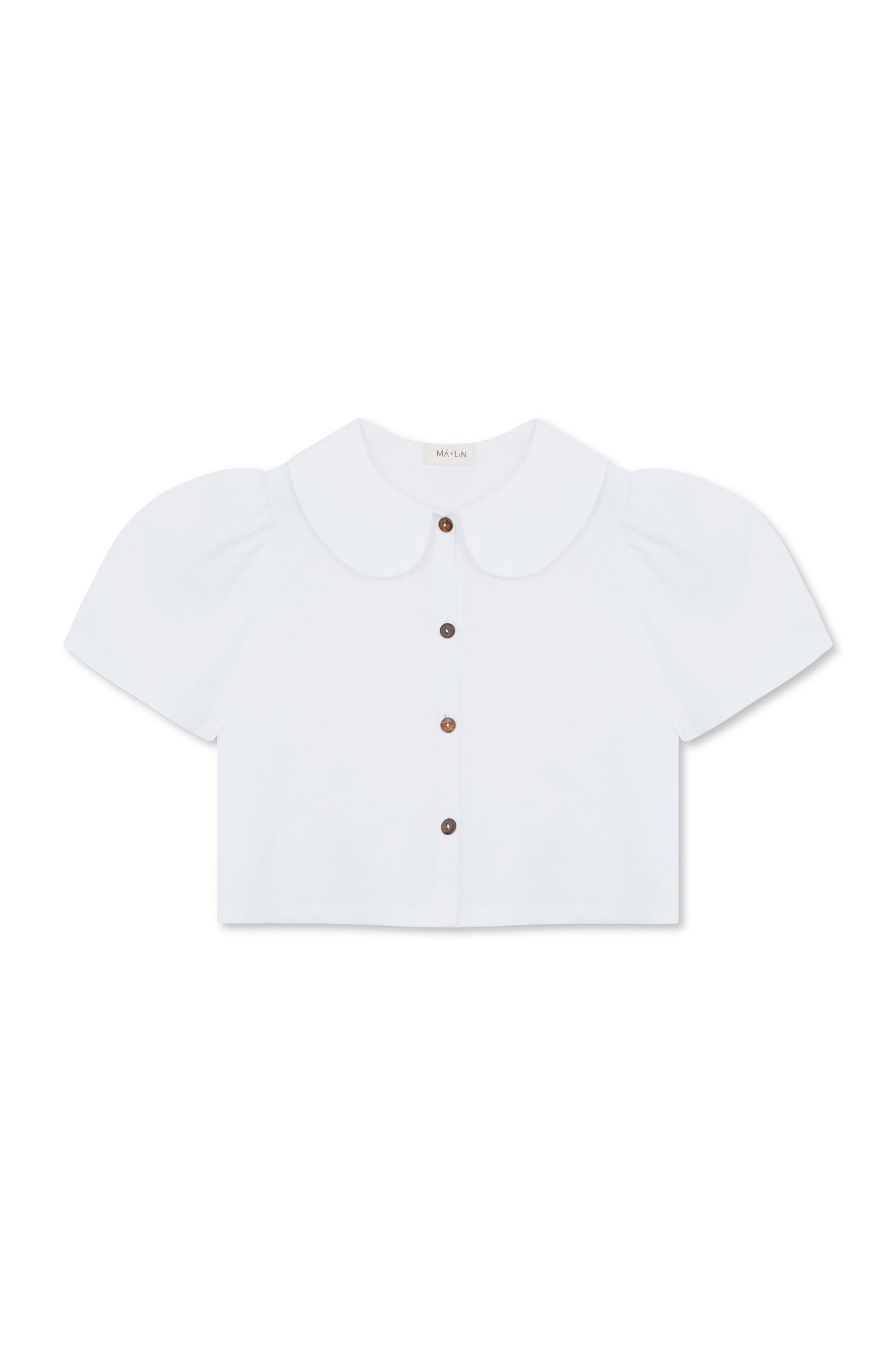 Má + Lin Frances Cropped Linen Blouse in White