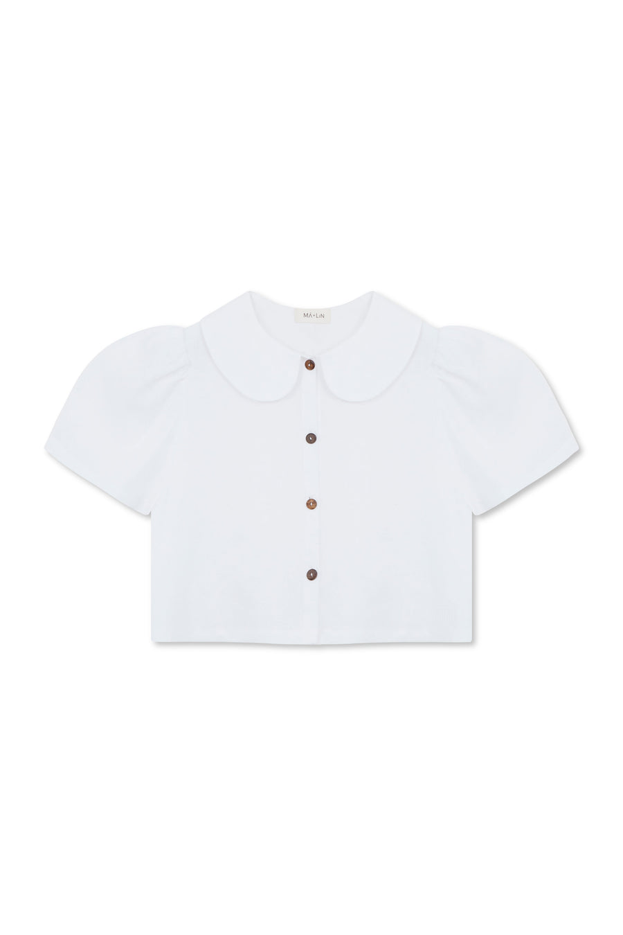 Má + Lin Frances Cropped Linen Blouse in White