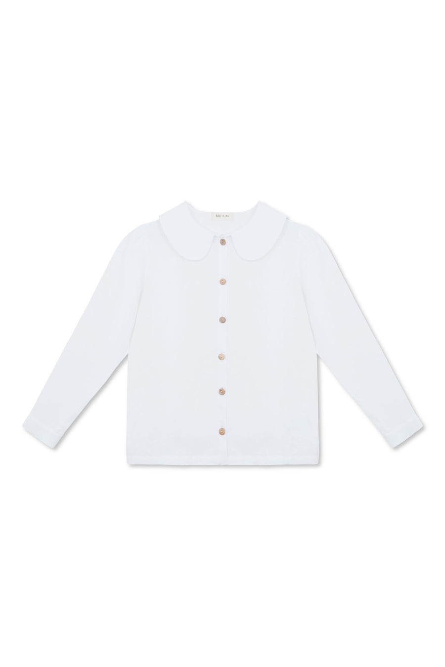 Má + Lin Claudine Long Sleeve Linen Blouse in White