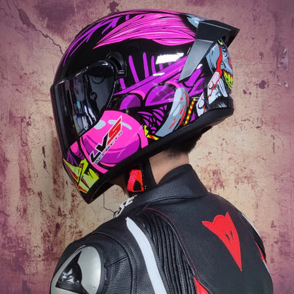 Full Face Racing Motorcycle Helmet - Winter Warm Double Visor - Bascora