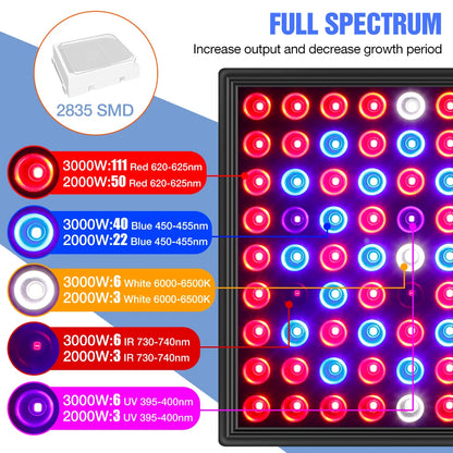 High-Power LED Grow Light 2000W/3000W - 2835 Full Spectrum Phyto Lamp - Bascora