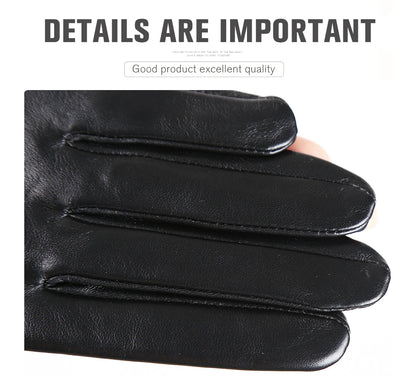 Guantes de cuero de moda para mujer: mitones cálidos de invierno