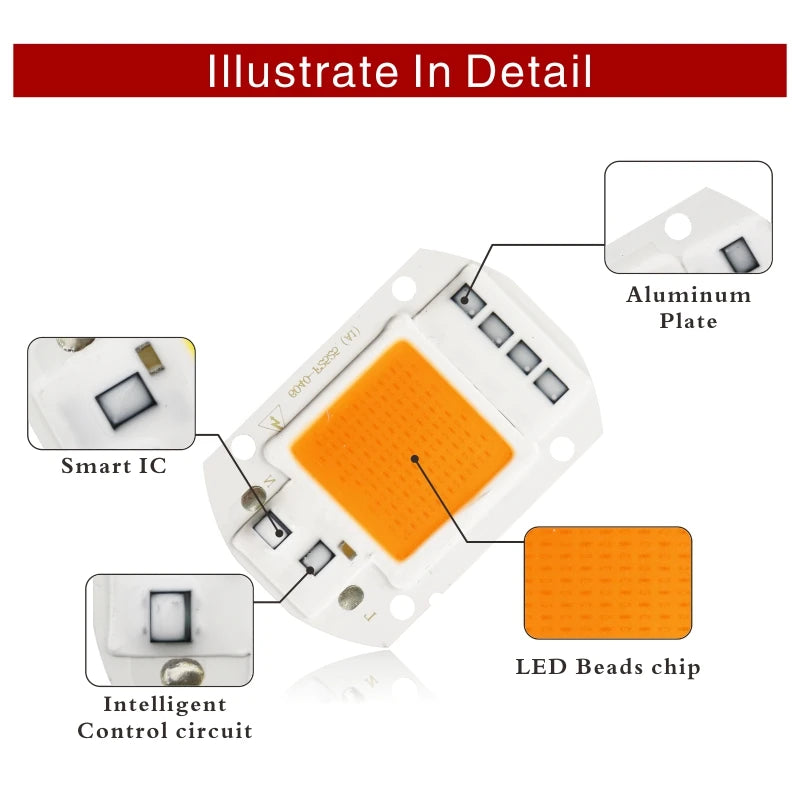 Diagram of a LED light component with labeled parts on a white background
