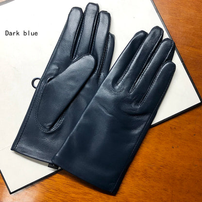 Guantes elegantes de piel de cordero con forro fino para mujer - Piel de oveja auténtica