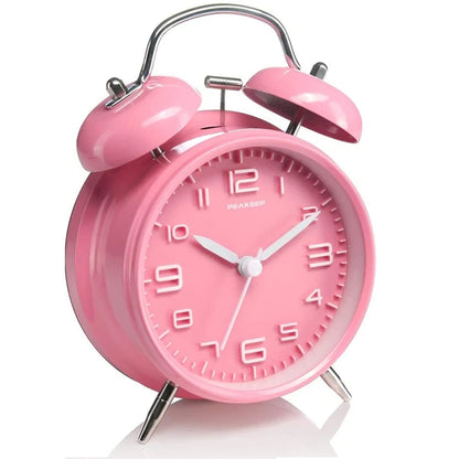 4 Inch Twin Bell Loud Alarm Clock - Metal Frame with Backlight