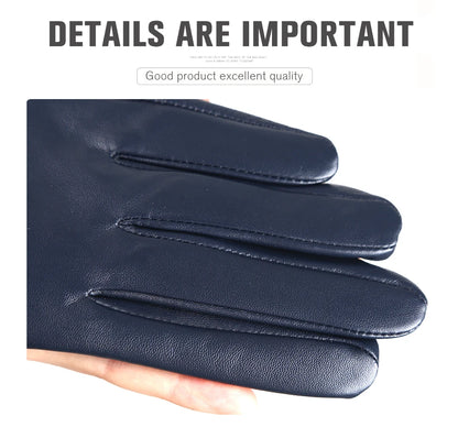Guantes de cuero de moda para mujer: mitones cálidos de invierno