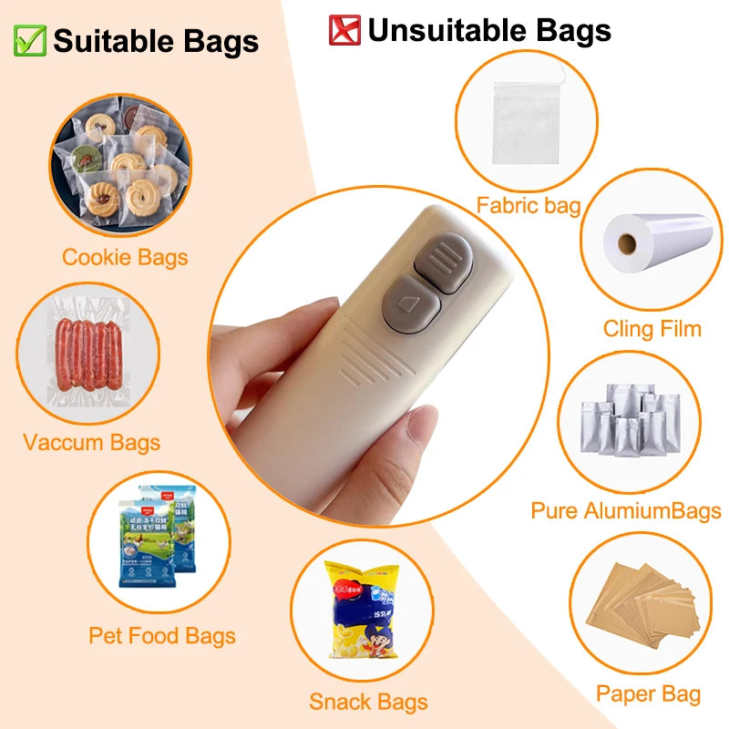 Selladora de alimentos portátil - Máquina de sellado térmico a presión manual de viaje