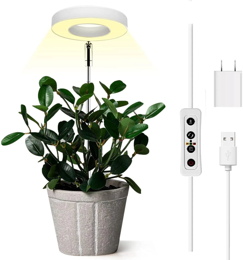 10W LED Halo Plant Lamp - Full Spectrum with Timer for Flowers & Seeds - Bascora