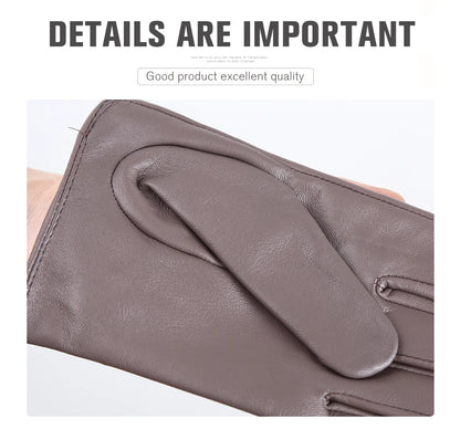 Guantes de cuero de moda para mujer: mitones cálidos de invierno