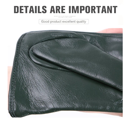 Guantes de cuero de moda para mujer: mitones cálidos de invierno