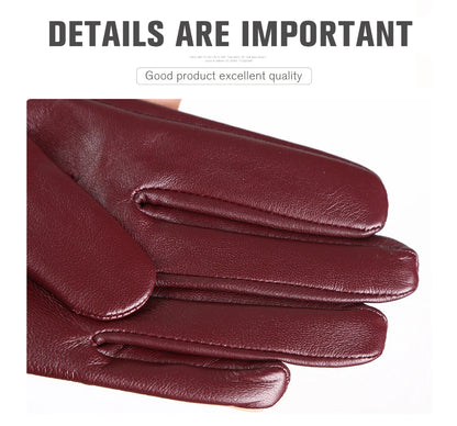 Guantes de cuero de moda para mujer: mitones cálidos de invierno