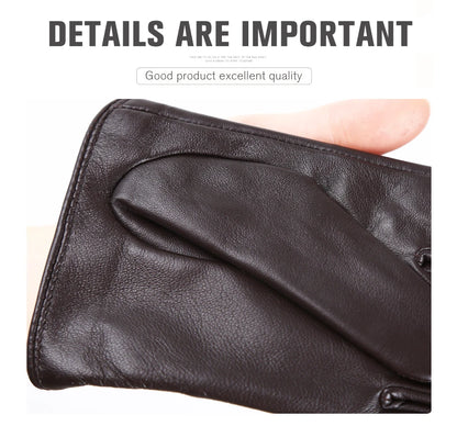Guantes de cuero de moda para mujer: mitones cálidos de invierno