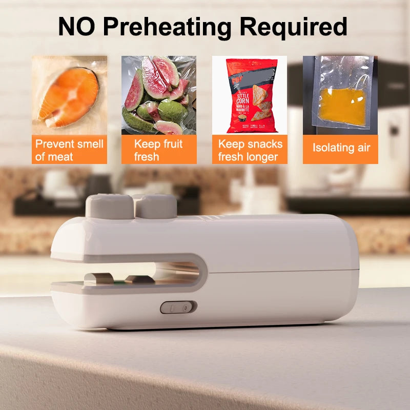 Selladora de alimentos portátil - Máquina de sellado térmico a presión manual de viaje