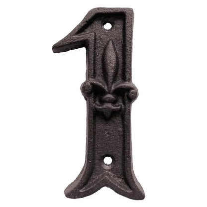 Cast Iron House Numbers - Antique Metal Address Plaque - Bascora