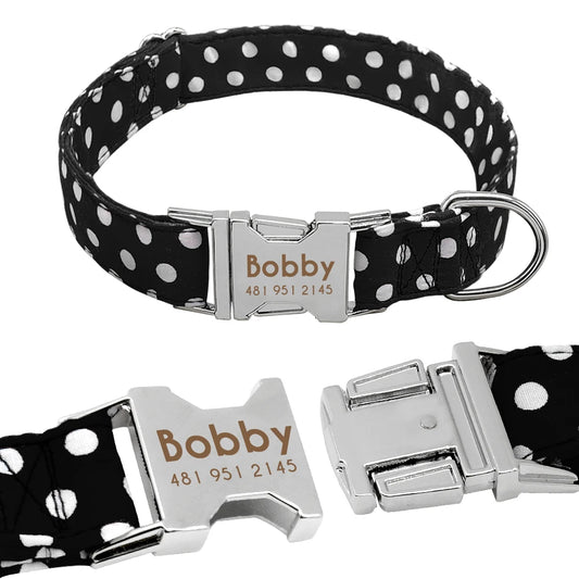 Collar de perro personalizado - Collar de nailon para mascotas con identificación grabada