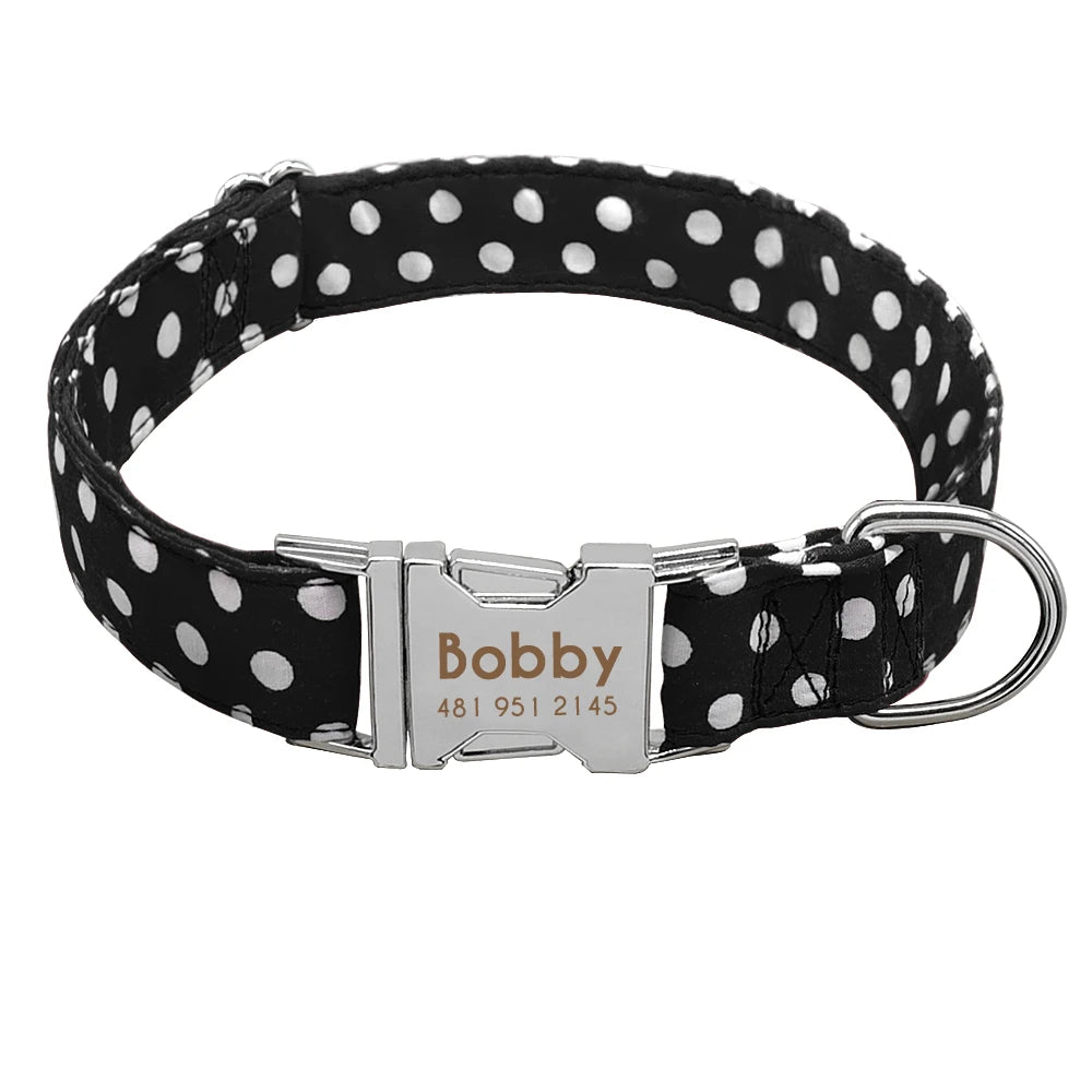 Collar de perro personalizado - Collar de nailon para mascotas con identificación grabada