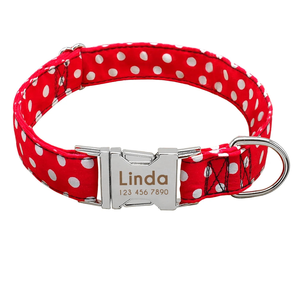 Collar de perro personalizado - Collar de nailon para mascotas con identificación grabada