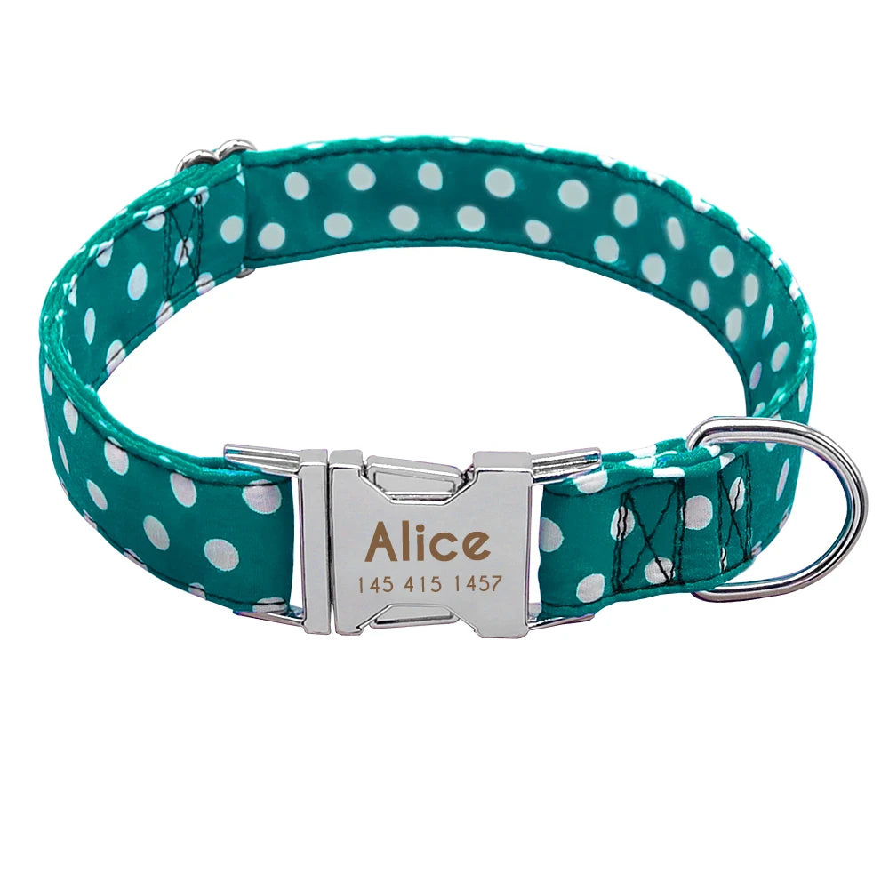 Collar de perro personalizado - Collar de nailon para mascotas con identificación grabada
