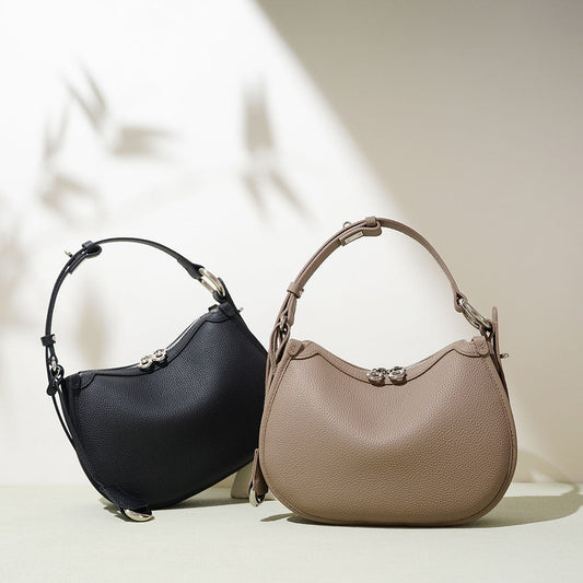 The Azure Veil Large Genuine Leather Hobo Crossbody Bag