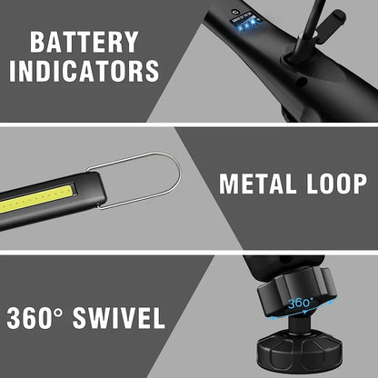 Portable LED Inspection Light - Magnetic COB Work Light for Car Repair - Bascora