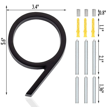 Extra Large Floating House Numbers 142mm - Modern Black Address Signs - Bascora