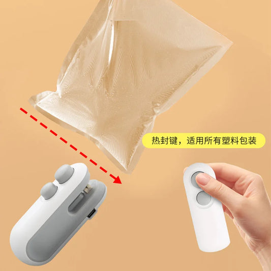 Mini selladora térmica portátil de bolsas - Selladora de snacks de calentamiento rápido con cortador