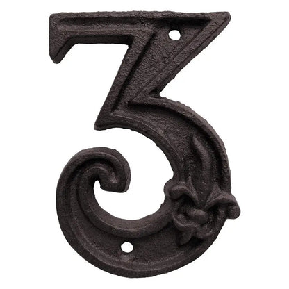 Cast Iron House Numbers - Antique Metal Address Plaque - Bascora