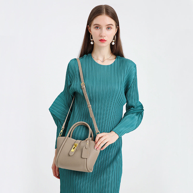 The Serene Arc Genuine Leather Shoulder Tote Bag