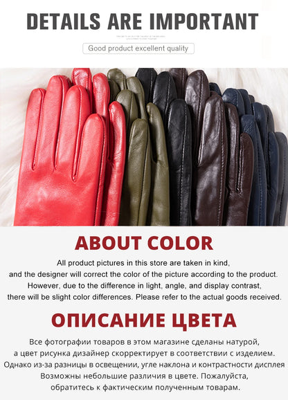 Guantes de cuero de moda para mujer: mitones cálidos de invierno