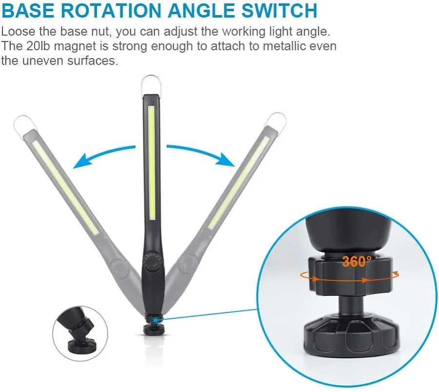 Portable LED Inspection Light - Magnetic COB Work Light for Car Repair