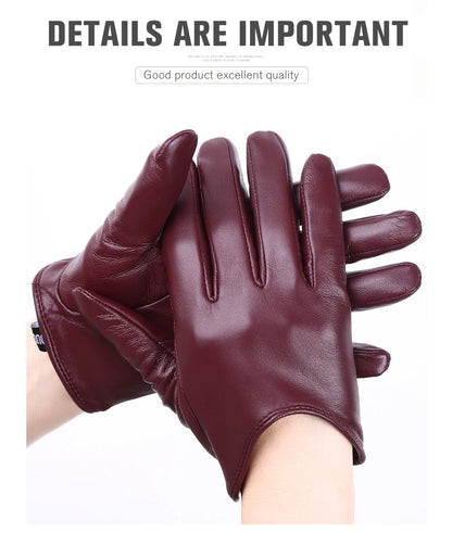 Guantes de cuero de moda para mujer: mitones cálidos de invierno