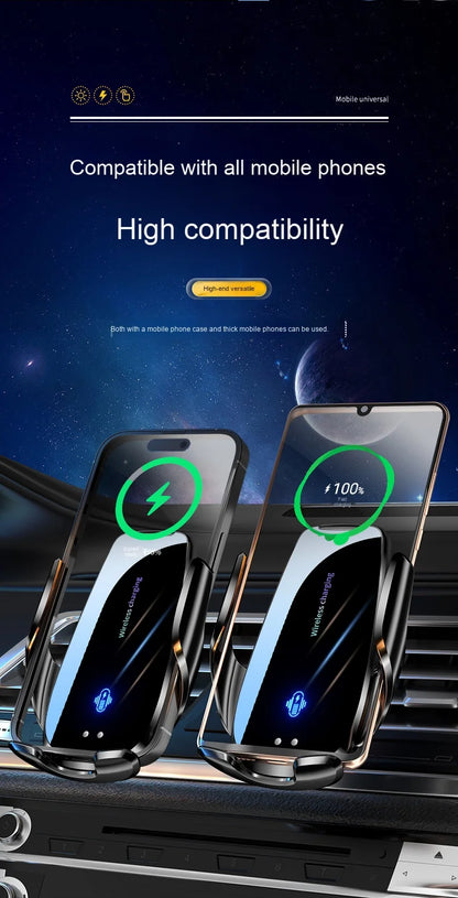 15W Car Wireless Charger Q96 - Auto Open/Close Phone Holder - Bascora