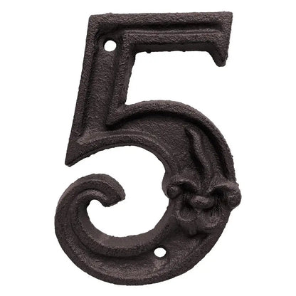 Cast Iron House Numbers - Antique Metal Address Plaque - Bascora