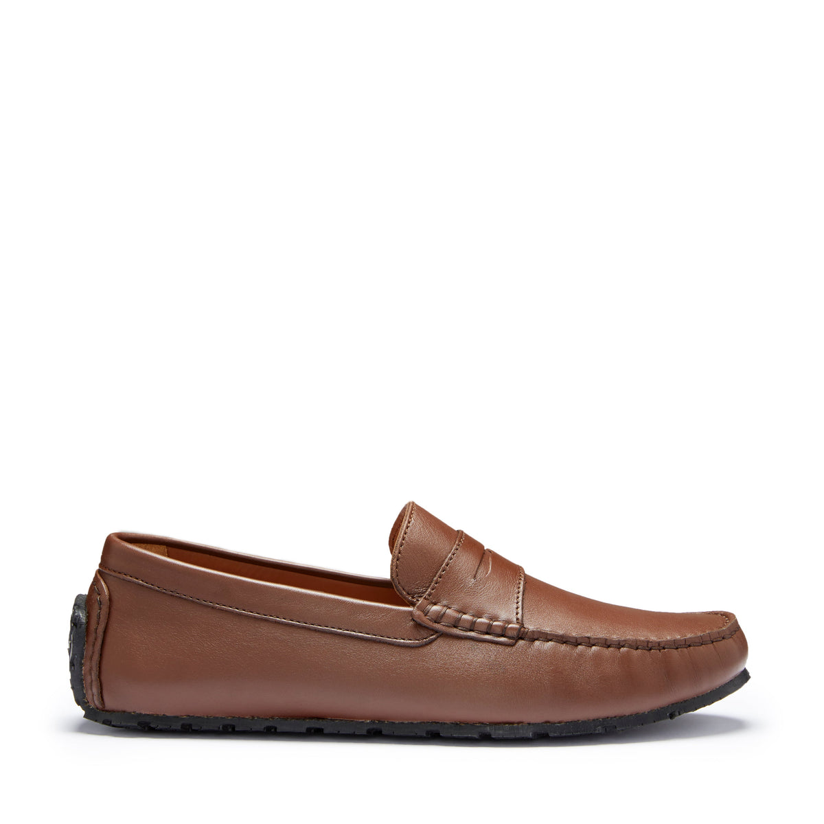 Hugs & Co. TS1 Brown Leather Penny Driving Loafers with Upcycled Tyre Sole