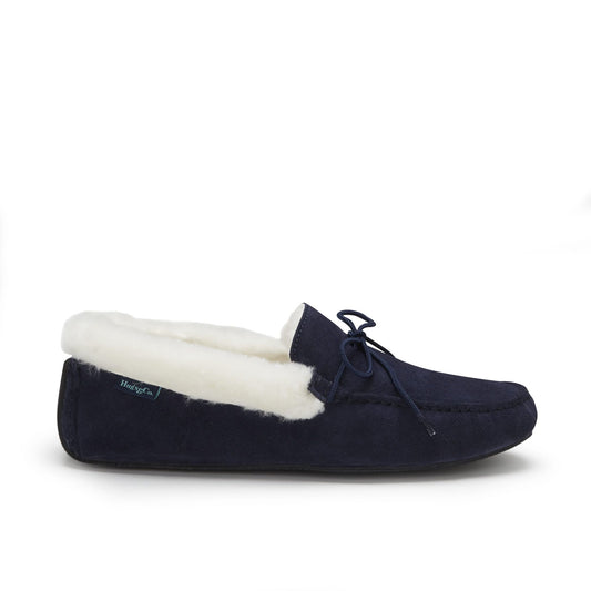 Hugs & Co. Men's Navy Blue Suede Sheepskin Slippers