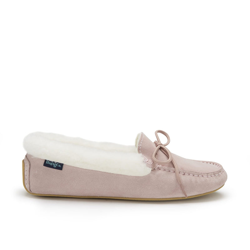 Hugs & Co. Women's Ice Pink Suede Sheepskin Slippers