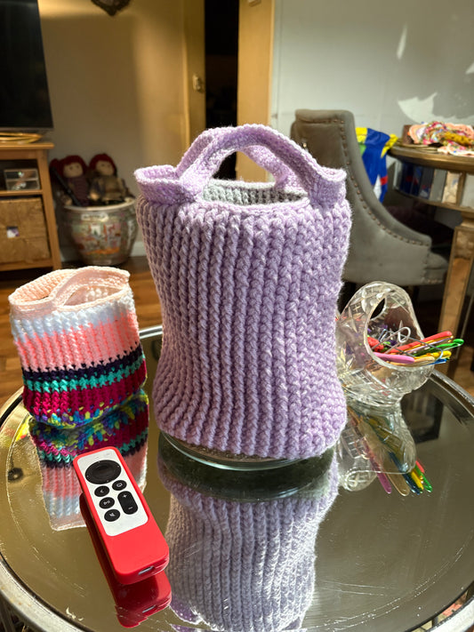Handmade Crochet Mini Tote Bag – Lilac