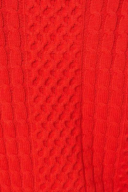 Jamie Cable Collar Jumper - Red
