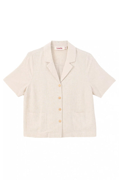Kit Linen Mix 2 Pocket Short Sleeve Resort Shirt - Natural