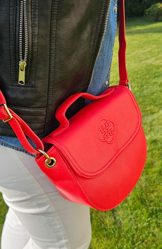 Mia Leather Designer Handbag - Red