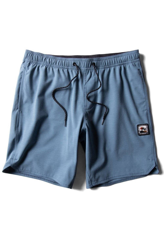 Blue shorts with a logo on a white background
