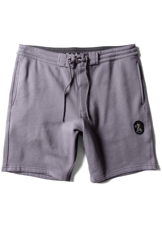 Gray shorts with a logo on a white background