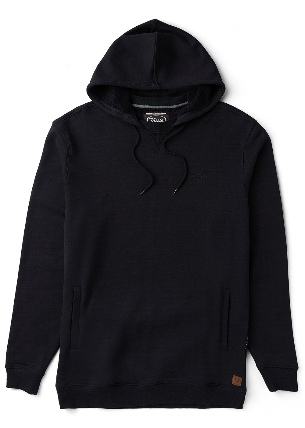 Black hoodie with brand logo on a white background