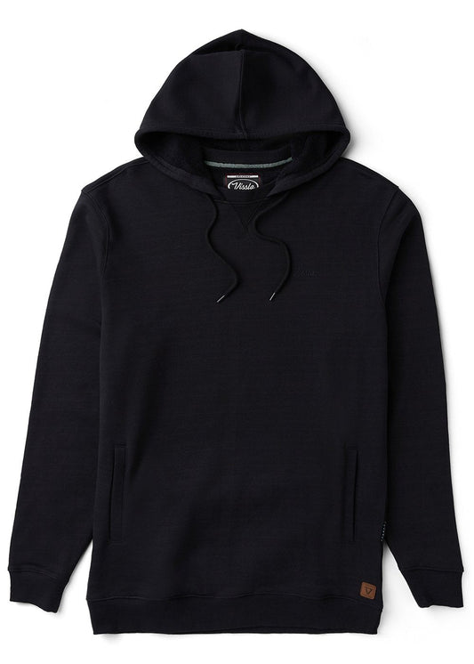 Black hoodie with brand logo on a white background